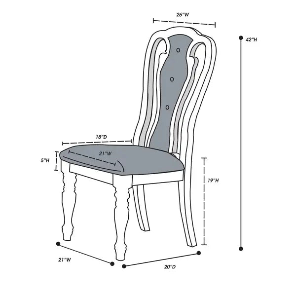 Antique White Tufted Dining Chairs (Set of 2) - Grey Upholstery, Unique Design - Minihomy