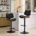 Black Leather Swivel Bar Stools, Mid Century Modern Adjustable Counter Height for Kitchen & Dining Room - 1 Chair - Minihomy