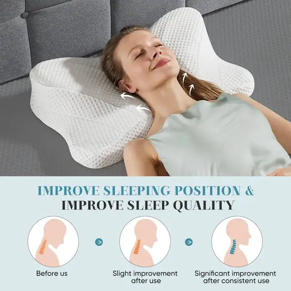 2-Pack White Neck Support Pillows for Sleeping & Bedroom Bedding - Minihomy