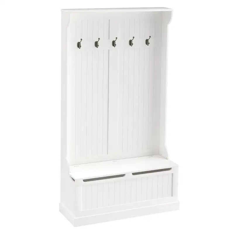 HOMCOM 38" 3-in-1 Entryway Hall Tree Bench - Coat Rack & Shoe Storage, White