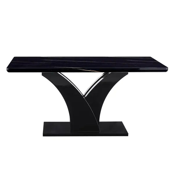 Black Modern Dining Table with MDF Legs - F-790 for Home & Office - Minihomy