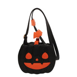 Halloween Bags Funny Pumpkin Cartoon Shoulder Crossbody Bag With Bat