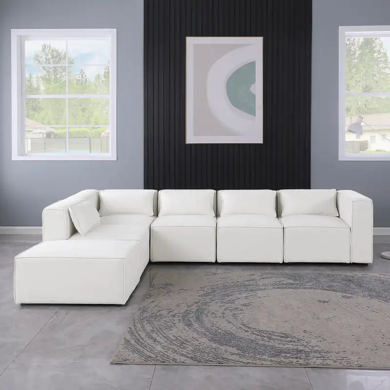 Beige Chenille Modular Sofa - Simple, Grand, & Soft (Knock-Down)