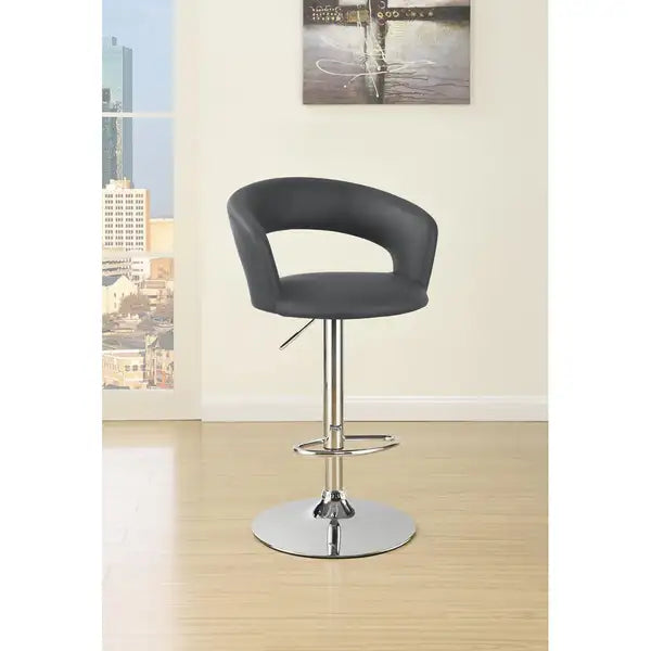 Adjustable Bar Stool - Grey & Chrome Metal Base