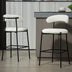 26" Counter Height Bar Stools with Teddy Fabric Cover - Black Base & Footrest (Snow) - Minihomy