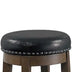 Drue 24 Inch Swivel Counter Stools (Set of 2) - Brown Wood & Black Faux Leather - Minihomy