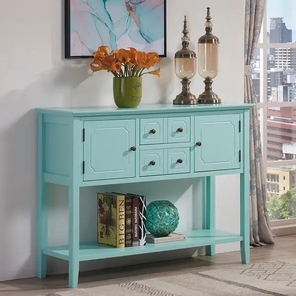 Aqua Green Buffet Sideboard Cabinet with Doors - Entryway & Living Room Storage