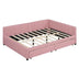 Full Size Upholstered Daybed with Storage Drawers - Linen Fabric (Pink) - Minihomy