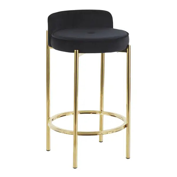 LumiSource Chloe Gold Metal & Black Faux Leather Counter Stools (Set of 2)