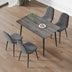 Gray Wood Grain Dining Table & 4 Modern Medieval Chairs with Cushions - DT-1226, B0501A - Minihomy