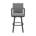 Faye Modern Patio Barstool - Black Aluminum Frame, Gray Cushions, 30 Inch - Minihomy