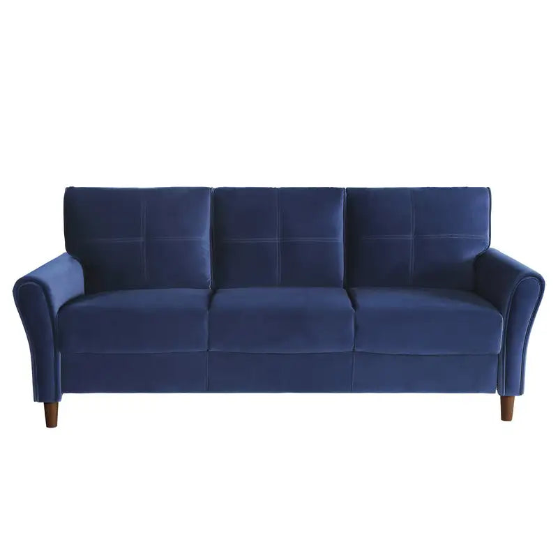 Blue Velvet Sofa, Modern Tufted Plush Living Room Furniture