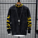 Men High Neck Loose Personalized Sweater