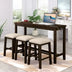 4-Piece Rustic Counter Height Dining Set with Stools & Socket - Brown - TOPMAX - Minihomy