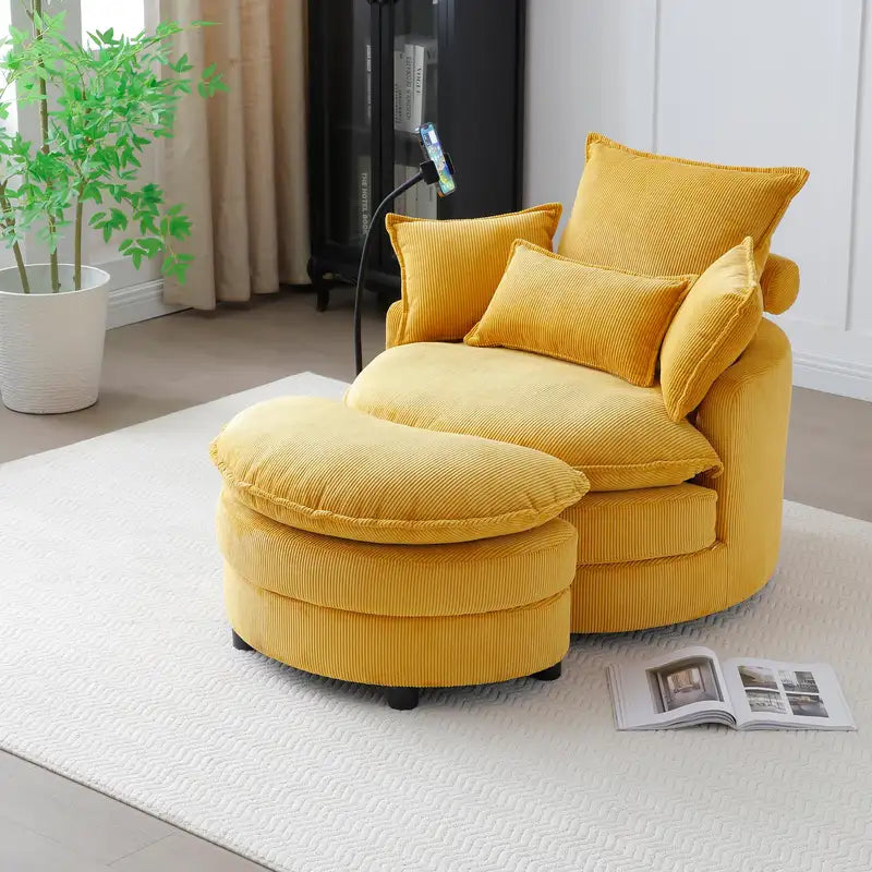 Yellow Swivel Barrel Chair: Modern Accent & Reading Chair