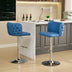 Blue Swivel Barstools Set of 2 - Adjustable Height, Chrome Base, Tufted PU Leather - Minihomy