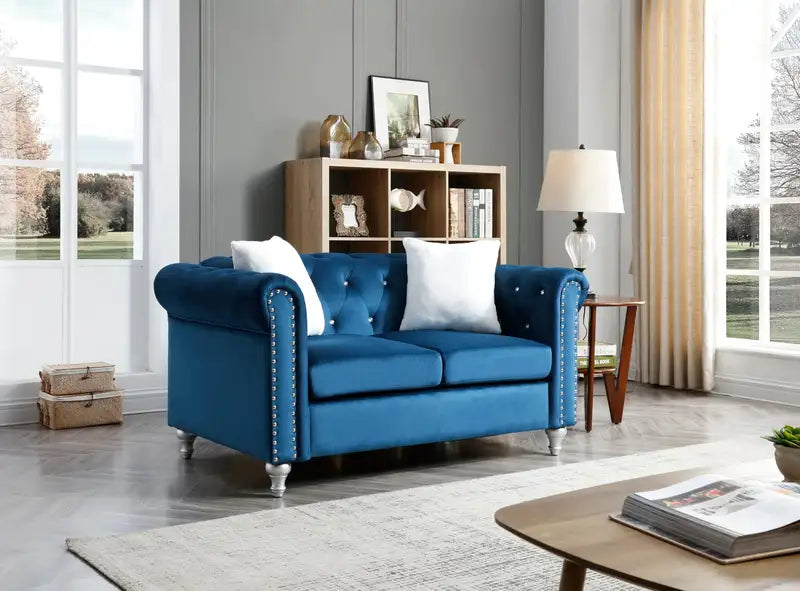 Navy Blue Loveseat - Chic 2-Seater Sofa