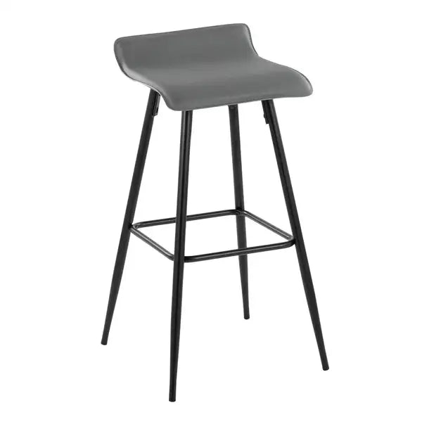 LumiSource Ale Bar Stools - Set of 2, Black Steel & Grey Faux Leather, 30"