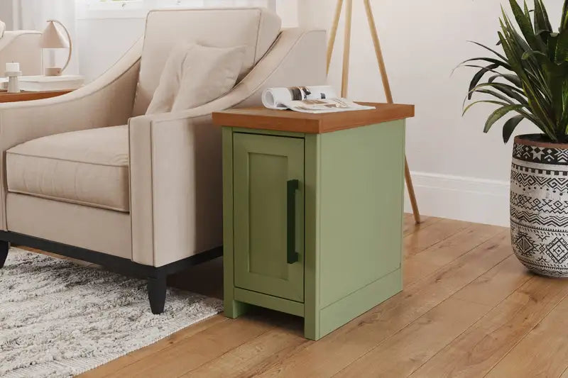 Sage Green Chairside Table - 14" Ready-to-Assemble Fruitwood Finish