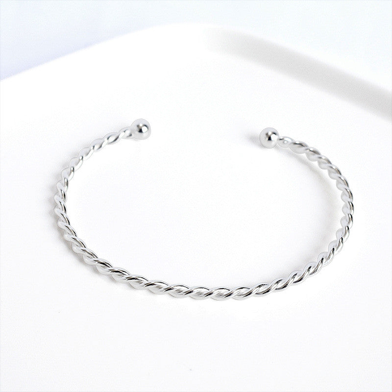 Women's Temperamental Sterling Silver Twist Bracelet