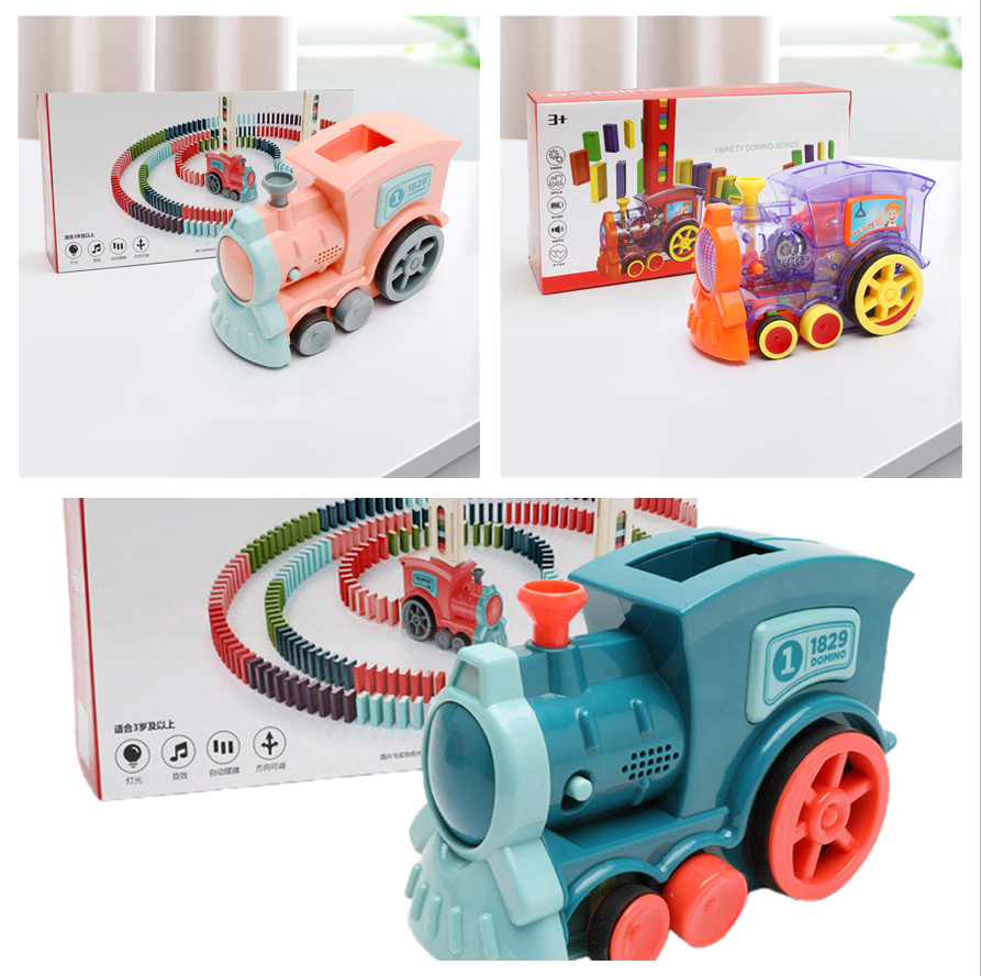 Domino Train Toys - Automatic Release Electric Building Blocks Train Toy - Minihomy