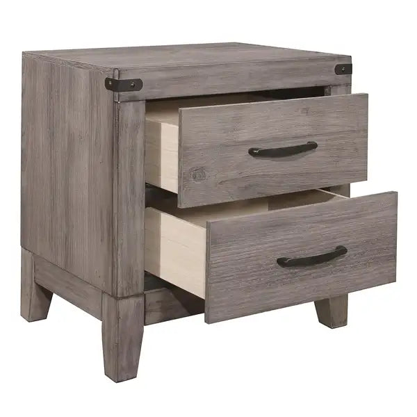 Brown Nightstand with 2 Drawers - Melamine Laminate Bedside Table - Minihomy