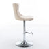 Beige Velvet Swivel Barstools with Backs, Adjustable Height, Chrome Base, Set of 2 - Minihomy