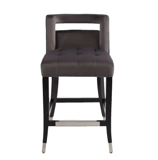 Suede Velvet Bar Stools with Nailheads - 26" Set of 2