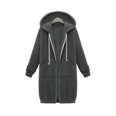 Hooded Long Sleeve Sweater Fleece Long Jacket