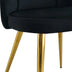 Black Velvet Dining Chairs Set of 4 - Modern, Gold Metal Legs, Home Bedroom Stool - Minihomy