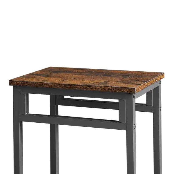 5 Piece Industrial Bar Table Set with High Stools - Rustic Brown, 43.31'' L x 23.62'' W x 35.43'' H - Minihomy