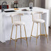 Luxury Velvet Bar Stools Set of 2, Beige - High Back Pub Chairs with Metal Legs for Kitchen Dining - Minihomy