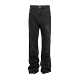 Washed Cracked Black Fit Denim Trousers