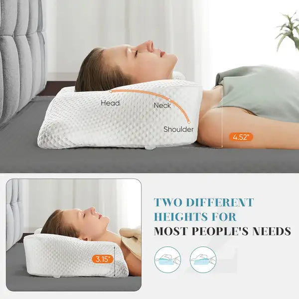 2-Pack White Neck Support Pillows for Sleeping & Bedroom Bedding