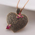 AAA Full Zirconium Necklace: Women's Real Gold Plated Copper Peach Heart Necklace Jewelry - Minihomy