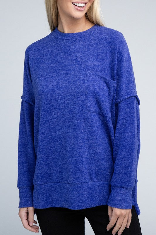 Brushed Melange Drop Shoulder Oversized Sweater