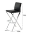 Leatherette Bar Stools Set of 2, Black & Chrome, X-Shaped Legs - Minihomy