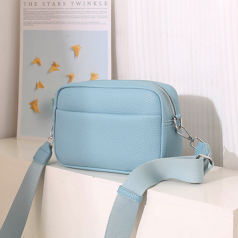 Solid Color Messenger Bag Women's Wide Shoulder Strap Shoulder Small Square Bag