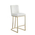 Gold Brushed Bar Stools Set of 2 - Counter Height, Velvet Fabric, Creamy White - Kitchen, Pub, Dining - Minihomy