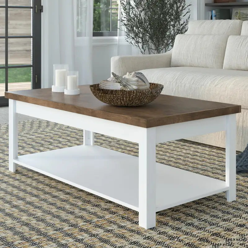 Hampton 48" Coffee Table - Whitewash & Barnwood, Ready-to-Place