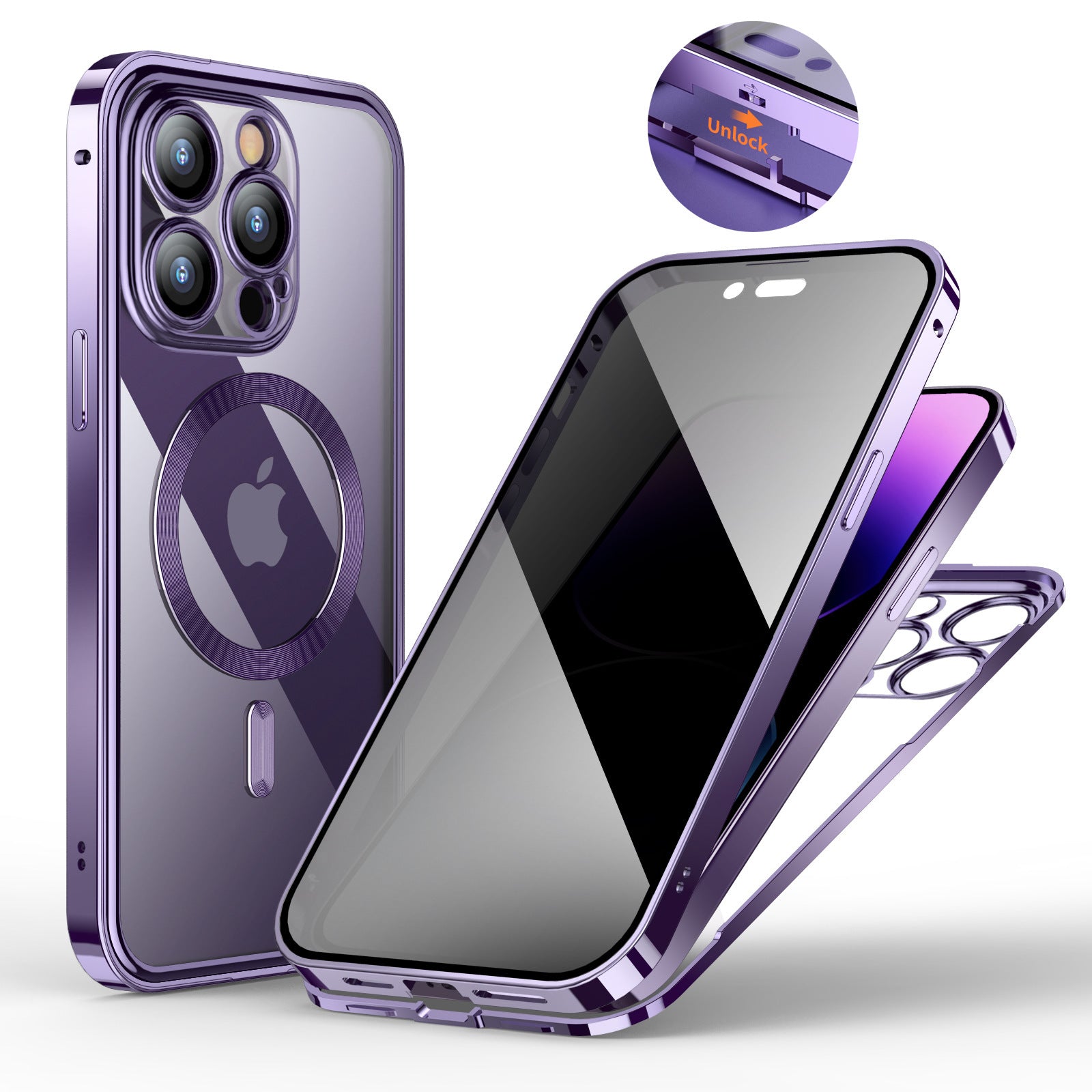 Full Protection Phone Case with Magnetic Wireless Charging & Double Lens