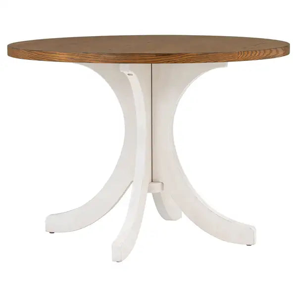 Mid-Century Round Dining Table for Small Spaces - Walnut Wood, TOPMAX - Minihomy