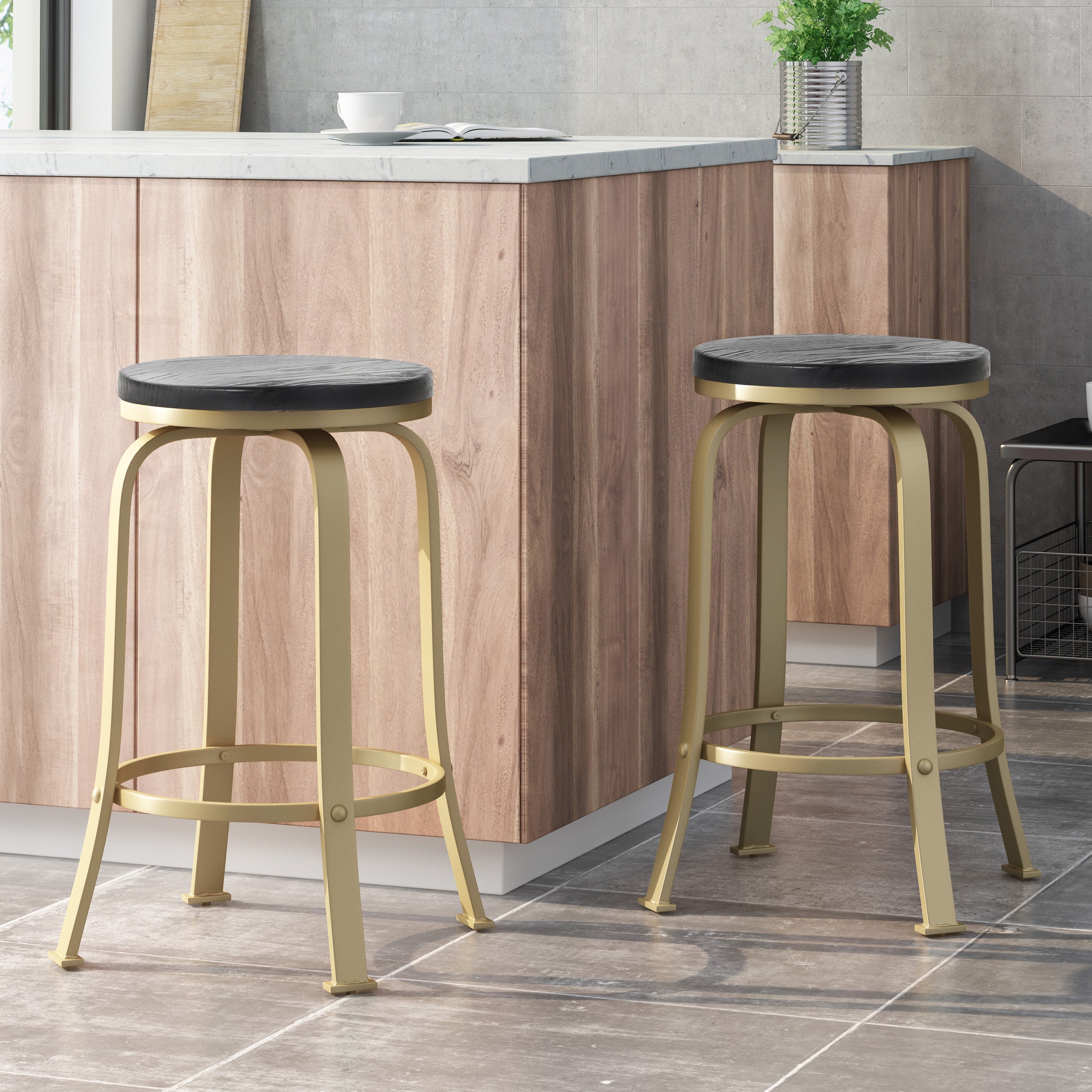 2-Piece Counter Stool Set - Modern Kitchen Bar Stools