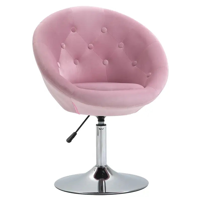 Adjustable Pink Vanity Chair | Swivel Makeup Chair with Chrome Frame