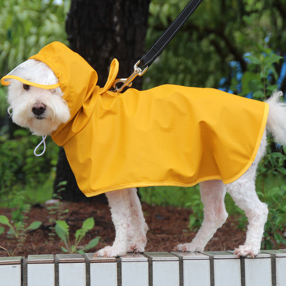 Dog Raincoat with Transparent Brim & Bellyband - Waterproof Pet Poncho