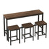 Modern Kitchen Dining Table Set - Pub Table with 3 Stools, Dark Brown - Easy Assembly - Minihomy