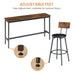 Industrial Bar Table Set with 3 Stools - Rustic Brown & Black, 63" Kitchen Breakfast Table - Minihomy