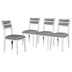 6-Piece Dining Set with Table, Chairs & Bench - Classic White & Gray - TREXM - Minihomy