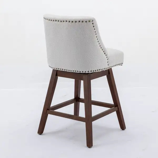 Ivory Upholstered Swivel Bar Stools (Set of 2) - 26" Seat Height - Minihomy