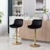 Adjustable Height Bar Stools Set of 2, Black Velvet with Gold Legs - Chrome Footrest and Base Swivel - Minihomy